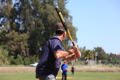 Paul Newman during a softball game