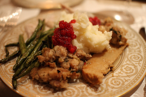 Thanksgiving dinner meal. (Creative Commons Flickr/ Arvind Grover).