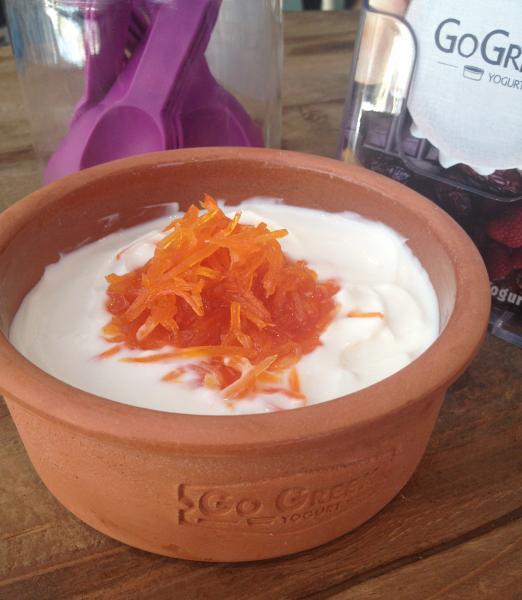 Greek yogurt with carrot preserve. (Nika Shahery/Neon Tommy)