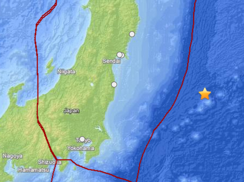 The offshore epicenter of the earthquake that struck Japan Oct. 26, 2013 (U.S. Geological Survey)