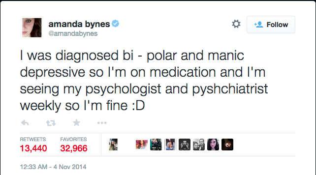 Amanda Bynes addressed her issues to the public at a later time (Twitter/@amandabynes).