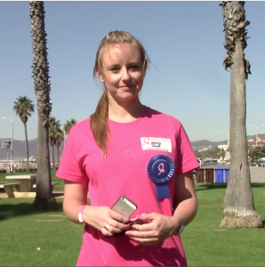 Jennifer Bailey, co-chair of Making Strides Santa Monica, at a breast cancer 5k walk in Santa Monica. Shaleeka Powell, Neon Tommy