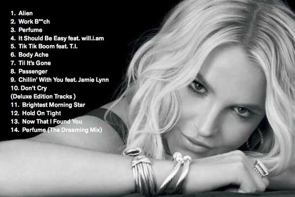 Britney Spears tweeted the "true" track list for her upcoming album "Britney Jean" last night. (Twitpic)
