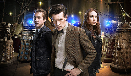 The Eleventh Doctor (Matt Smith) and companions Amy and Rory Williams (Karen Gillan, Arthur Darvill) are the universe-saving OT3, or, if you prefer, two parents and their adopted 6-year-old manchild 