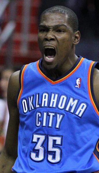 Kevin Durant all fired up (Keith Allison/Creative Commons)