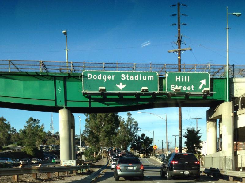 The traffic doesn't stop when you exit the freeway for Dodger Stadium. (Paolo Uggetti/NeonTommy) The traffic doesn't stop when you exit the freeway for Dodger Stadium. (Paolo Uggetti/NeonTommy)