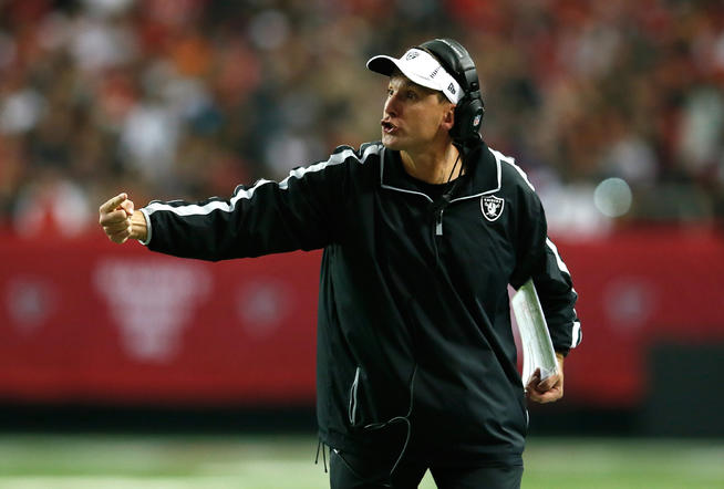 Raider's head coach Dennis Allen's aggressive defense has him on the hot seat. (Kevin C. Cox/Getty Images)