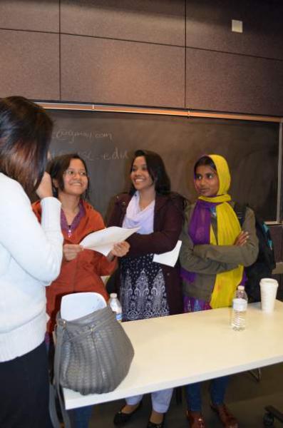 Aklima Khanum and Aleya Akter answer students' questions after speaking at USC. (Lior Haykeen/ Neon Tommy)