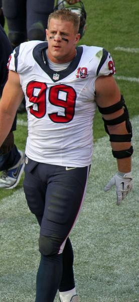 In spite of a near-inhuman effort by JJ Watt on Thursday night, the rest of the Texans made too many mistakes and fell to the Colts, 33-28. (Jeffrey Beall/Wikimedia Commons)