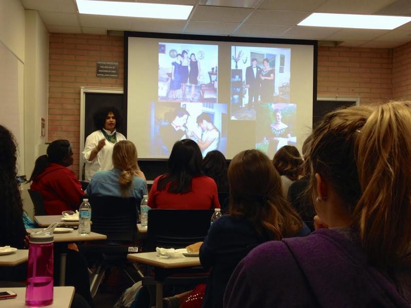 Pia Schiavo-Campo shared with attendees her personal struggles with body image. Photo by Hailey Sayegh. Pia Schiavo-Campo shared with attendees her personal struggles with body image. Photo by Hailey Sayegh.