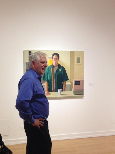 Dan McCleary with his paintings. Neon Tommy / Max Holm. Dan McCleary with his paintings. Neon Tommy / Max Holm.