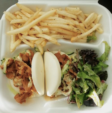 Spicy pig buns and fries (Hali K. / Yelp). Spicy pig buns and fries (Hali K. / Yelp).