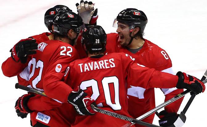 John Tavares celebrating with Canadian teammates before his injury (Facebook / NHL). John Tavares celebrating with Canadian teammates before his injury (Facebook / NHL).