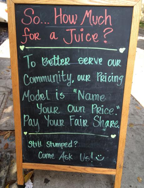 At Pyngle's they allow customers to name their own price. (Jessica Harrington/Neon Tommy) At Pyngle's they allow customers to name their own price. (Jessica Harrington/Neon Tommy)