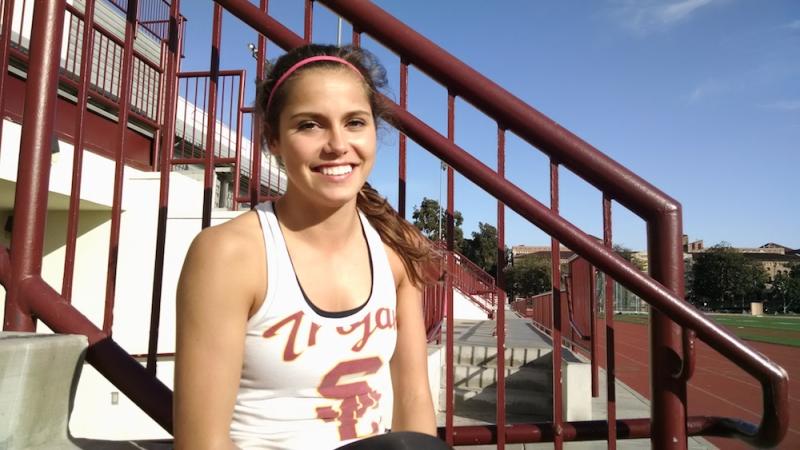 Iuel after practice at the USC track. (Kelly O'Mara)