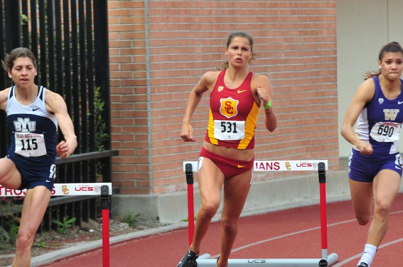 Iuel runs the 400 hurdles at the Trojan Invite. (USC Sports Information)