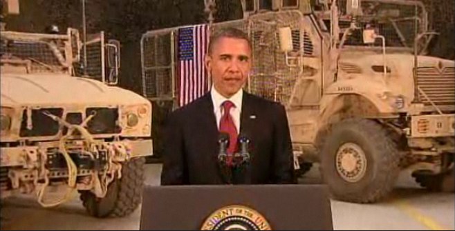 Obama speaks from Bagram Air Base (Screen Cap from WH) Obama speaks from Bagram Air Base (Screen Cap from WH)