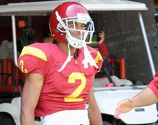 The star wideout is still recovering from ankle surgery. (Shotgun Spratling/Neon Tommy) The star wideout is still recovering from ankle surgery. (Shotgun Spratling/Neon Tommy)