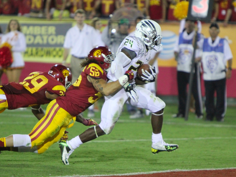 Barner set a new Oregon record for rushing yards in a game. (Scott Enyeart/NT) Barner set a new Oregon record for rushing yards in a game. (Scott Enyeart/NT)