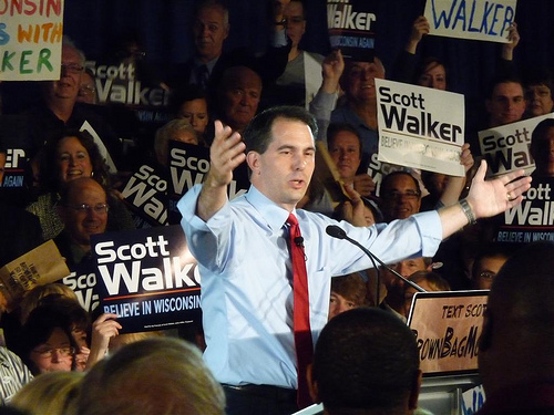 Gov. Scott Walker declares victory in 2010. (WisPolitics.com/Flickr) Gov. Scott Walker declares victory in 2010. (WisPolitics.com/Flickr)