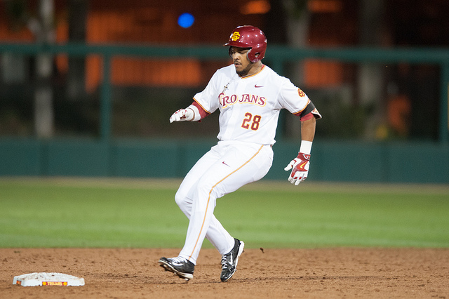 Robinson's baserunning saved the win for USC. (Charlie Magovern/Neon Tommy) Robinson's baserunning saved the win for USC. (Charlie Magovern/Neon Tommy)