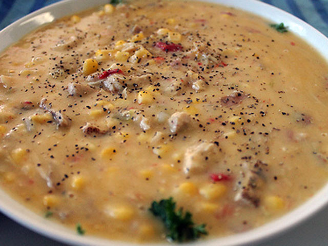 Chicken corn chowder is the ultimate comfort soup (Elvert Barnes / Flickr). Chicken corn chowder is the ultimate comfort soup (Elvert Barnes / Flickr).