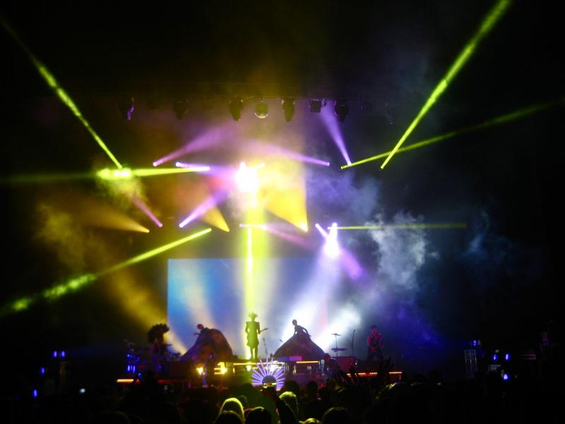 Luke Steele making his grand entrance as part of the music duo, Empire of the Sun. (Aeri Koo/Neon Tommy)