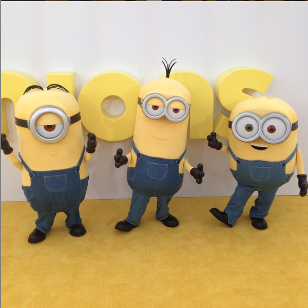 Kevin, Stuart, and Bob at the Minions premiere. (@minionnation/Instagram) Kevin, Stuart, and Bob at the Minions premiere. (@minionnation/Instagram)